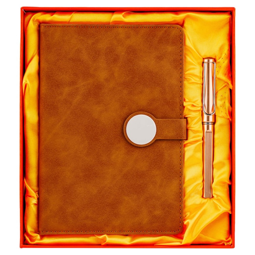 Set Agendă Catifea Maro cu Pix – Eleganță Premium