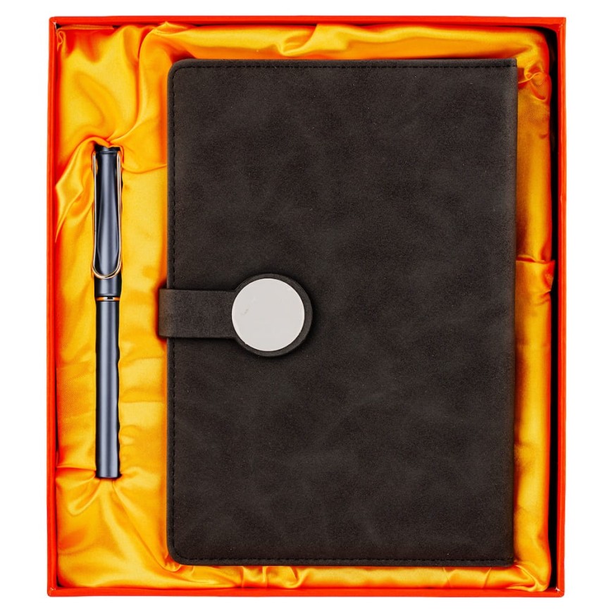 Set Agendă Catifea Neagră cu Pix – Eleganță Premium